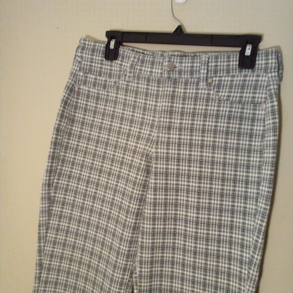 Liverpool Pants Women 10 Stretch Straight Plaid Blue Brown - Picture 4 of 16